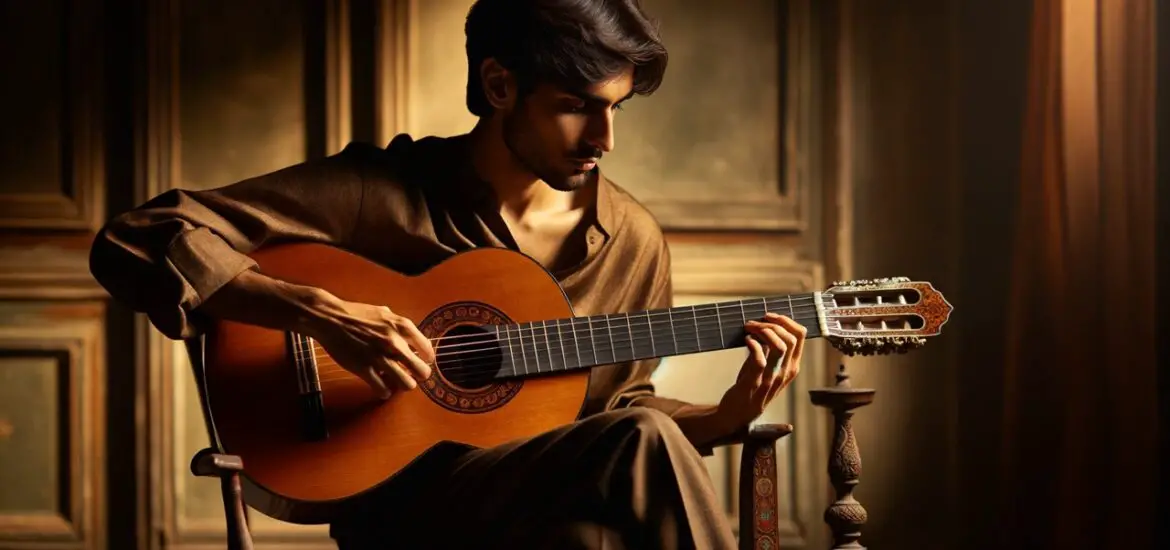 man playing classical guitar